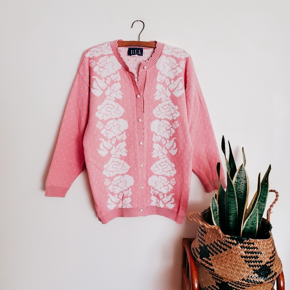 Vintage faux pearl button cardigan